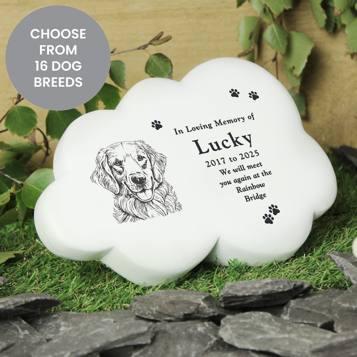 Personalised Dog Breed Garden Memorial Cloud: 2 - Memorials By Gift Moments