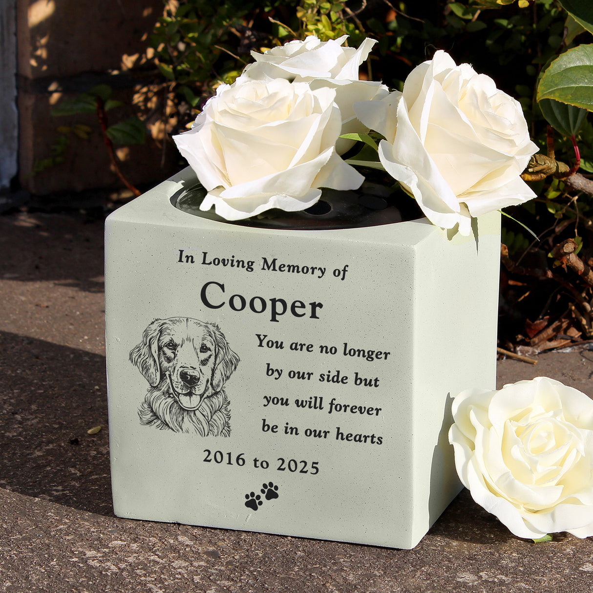 Personalised Dog Breed Memorial Garden Vase: 1 - Memorials By Gift Moments