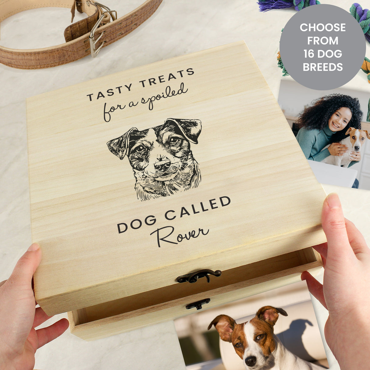 Personalised Dog Breed Wooden Storage Box: 2 - Storage By Gift Moments