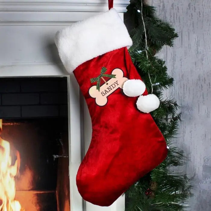 Personalised Dog Treats Luxury Red Stocking: 2 - Christmas Stockings By Gift Moments