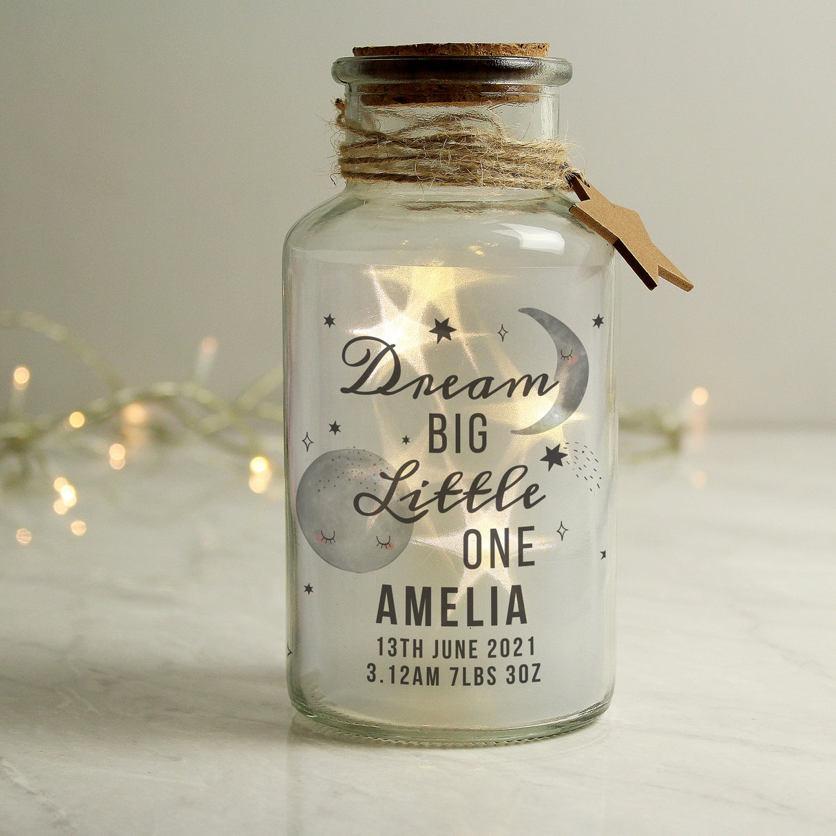 Personalised Dream Big LED Glass Jar - Shop LED Lighting At Gift Moments - 2