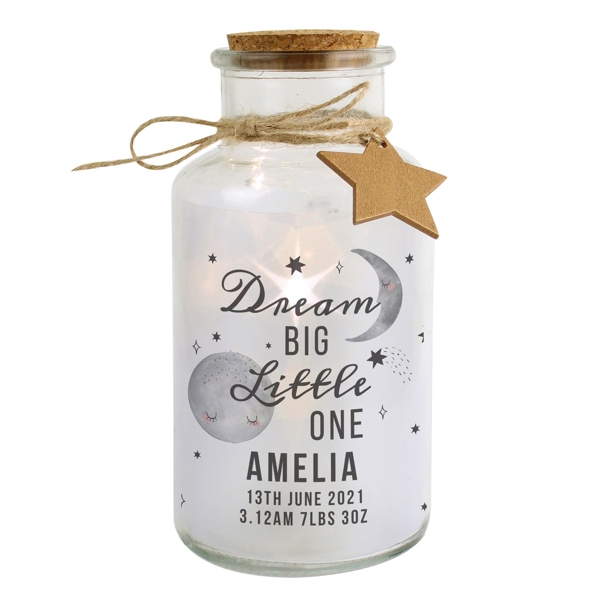 Personalised Dream Big LED Glass Jar - Shop LED Lighting At Gift Moments - 3