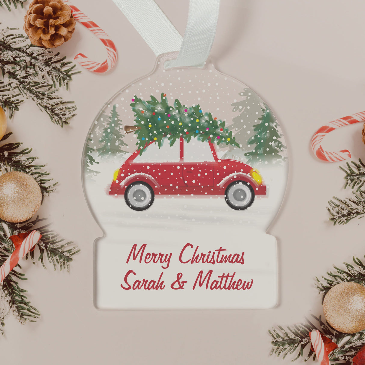 Personalised Driving Home For Christmas Acrylic Snow globe Decoration - Shop Christmas Decorations At Gift Moments - 3