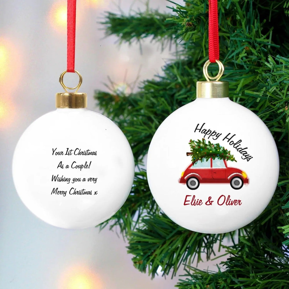 Personalised ’Driving Home For Christmas’ Bauble - Shop Christmas Baubles At Gift Moments - 1