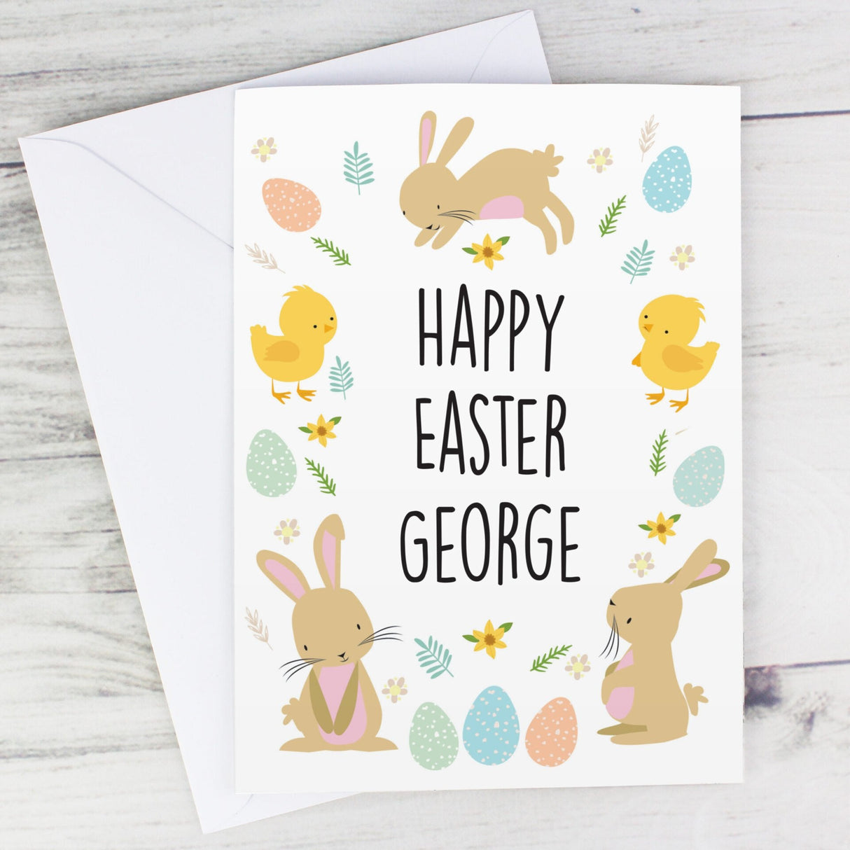 Personalised Easter Bunny & Chick Card: 1 - Greeting Cards By Gift Moments