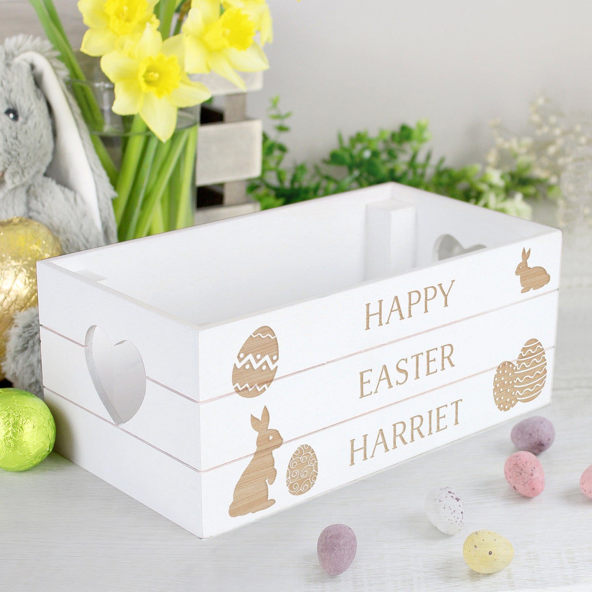 Personalised Easter Bunny Small Wooden Crate: 1 - Storage By Gift Moments