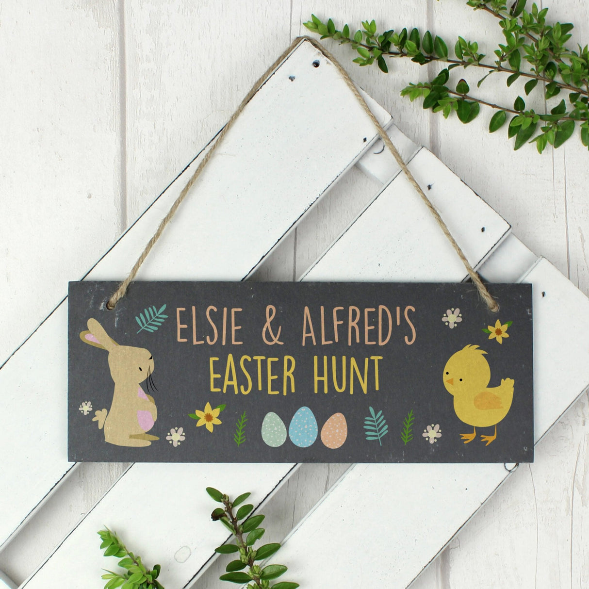 Personalised Easter Egg Hunt Slate Hanging Sign: 1 - Signs & Plaques By Gift Moments