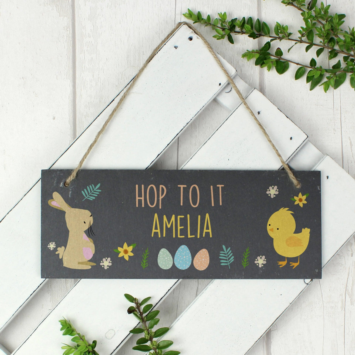 Personalised Easter Egg Hunt Slate Hanging Sign: 3 - Signs & Plaques By Gift Moments