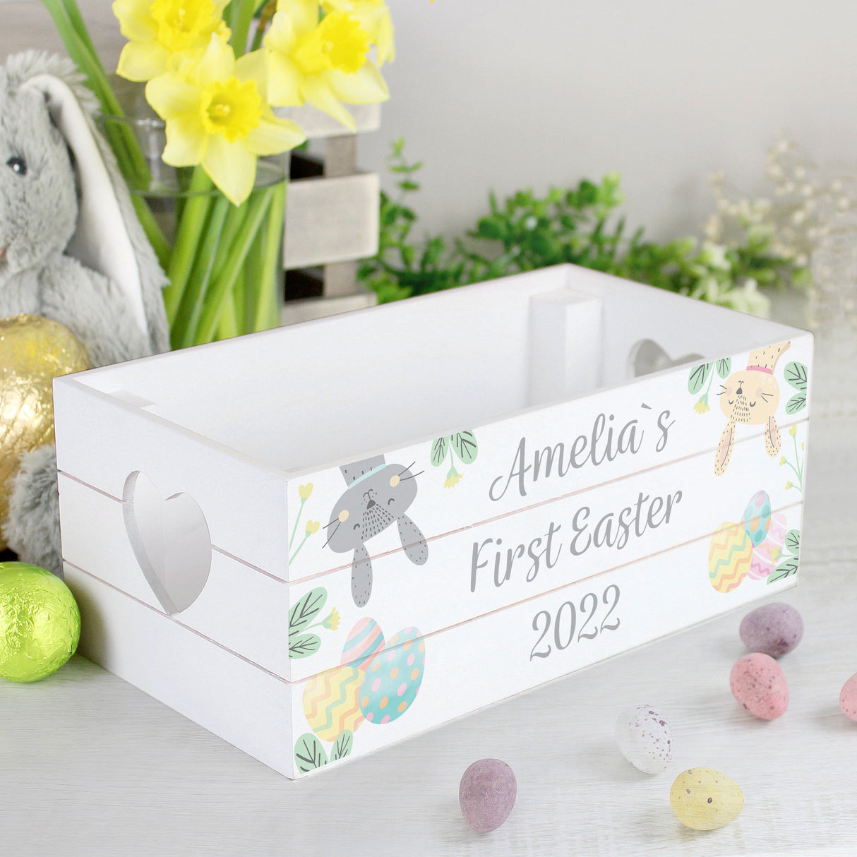 Personalised Easter Egg Hunt Small Wooden Crate: 3 - Storage By Gift Moments