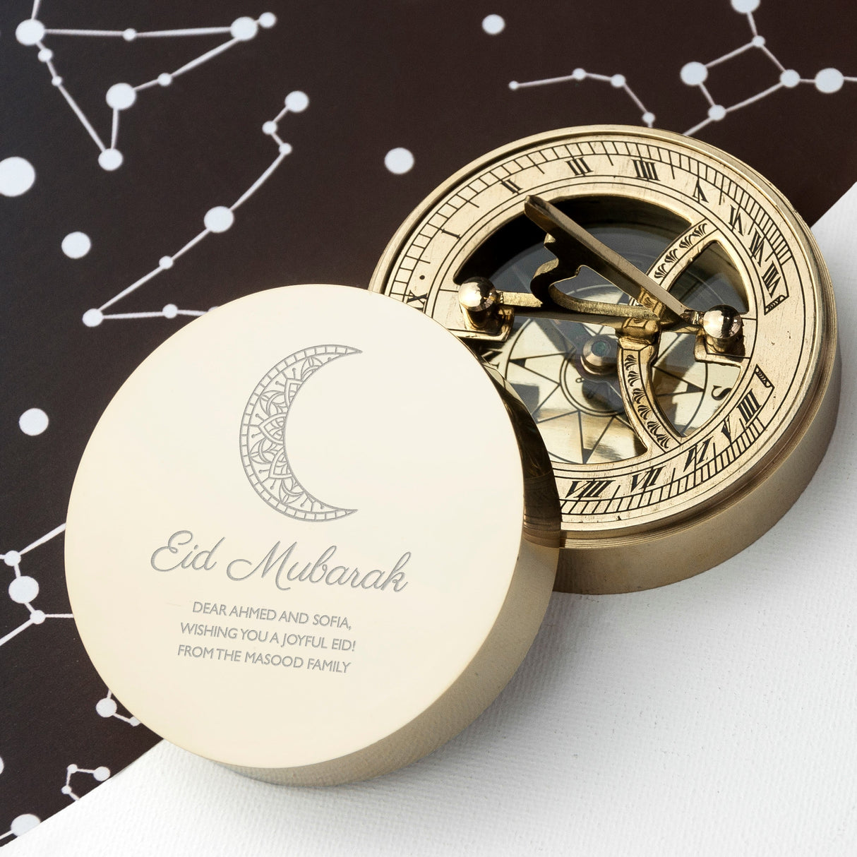 Personalised Eid Mubarak Sundial Compass - Shop Compasses At Gift Moments - 1