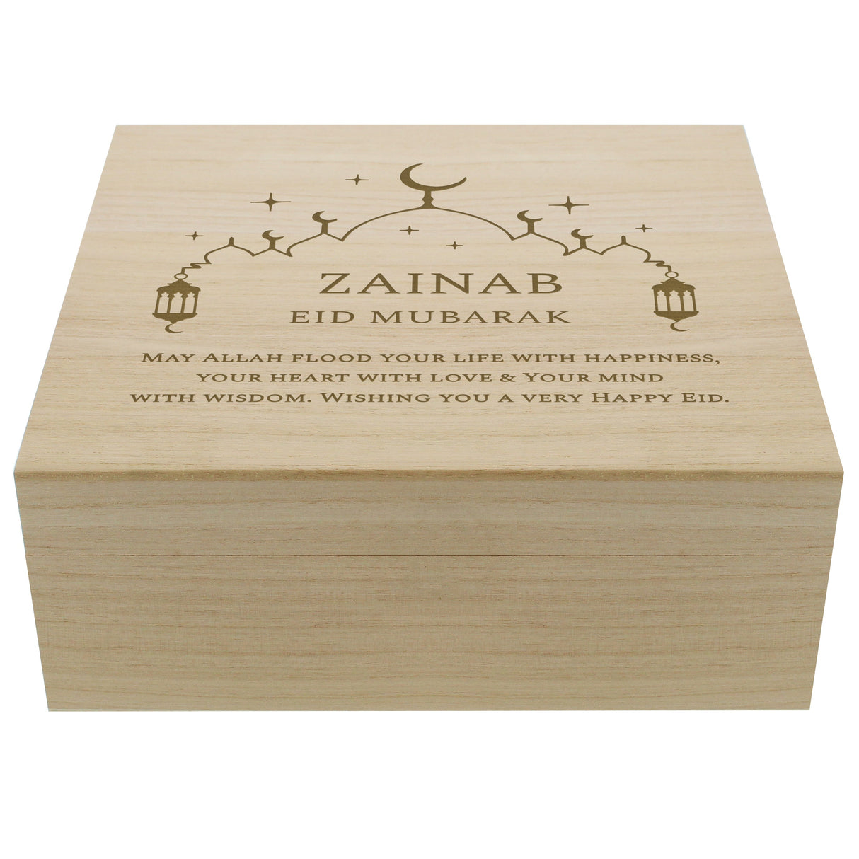Personalised Eid and Ramadan Large Wooden Keepsake Box - Shop Keepsake Boxes At Gift Moments - 5