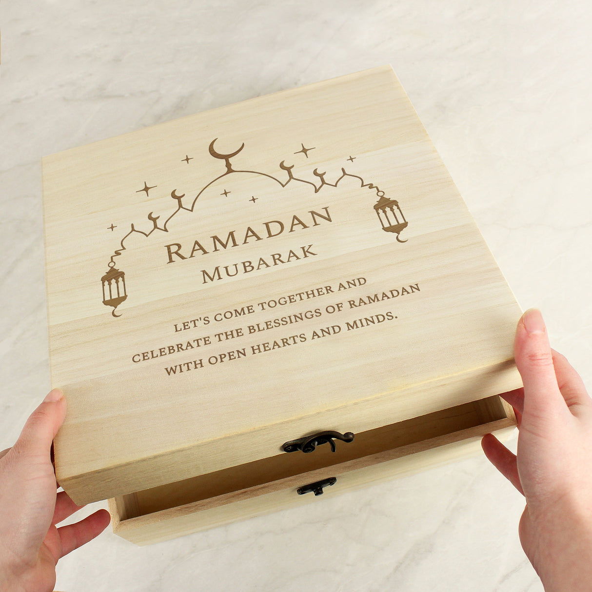 Personalised Eid and Ramadan Large Wooden Keepsake Box - Shop Keepsake Boxes At Gift Moments - 1