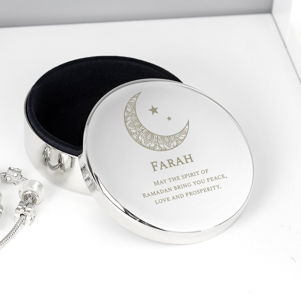 Personalised Eid and Ramadan Round Trinket Box: 1 - Trinket Boxes By Gift Moments