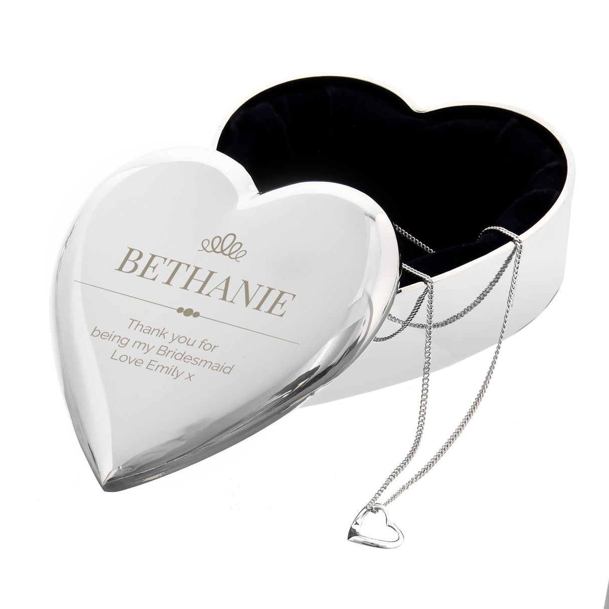Personalised Elegant Crown Heart Trinket Box & Necklace Set - Shop Necklaces At Gift Moments - 2