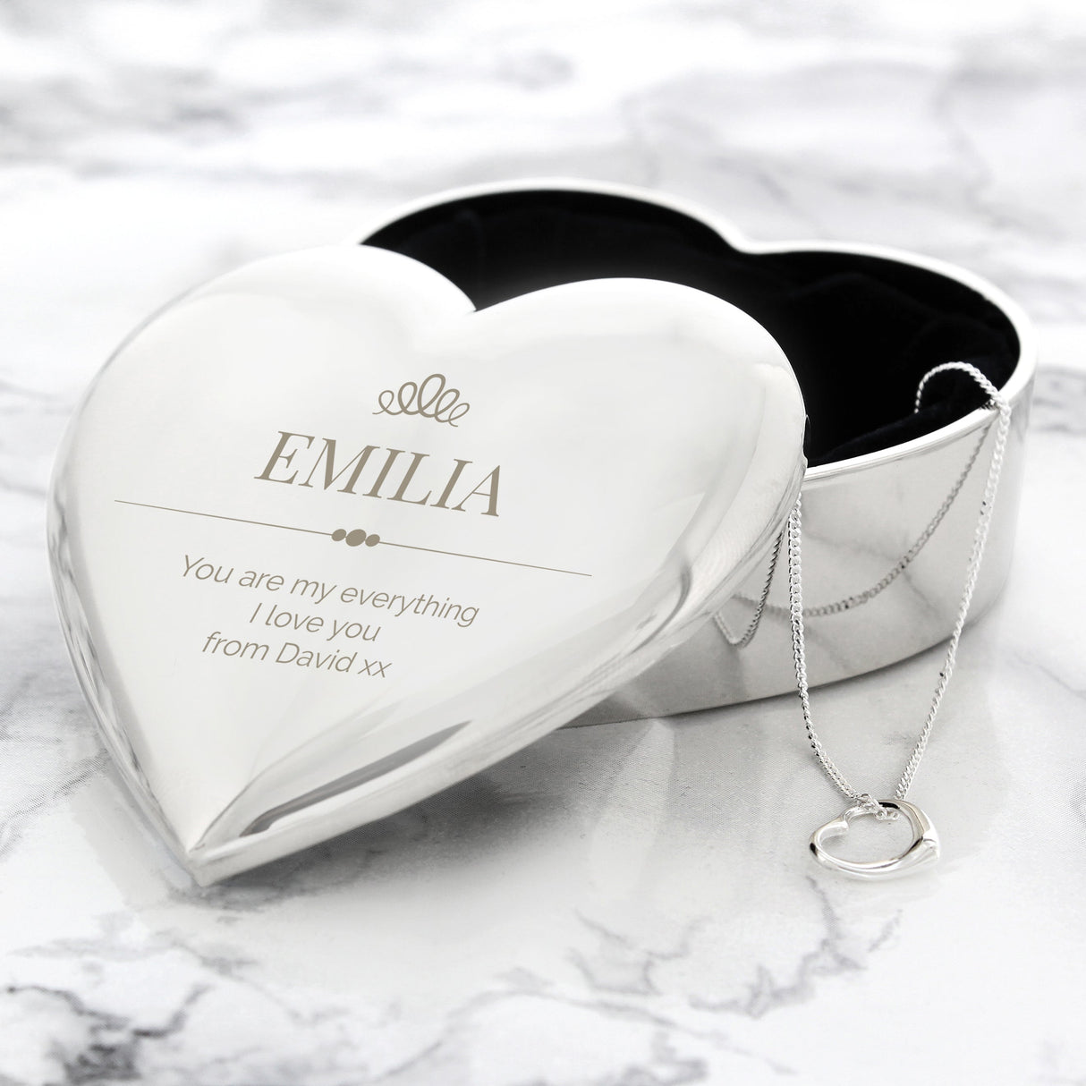 Personalised Elegant Crown Heart Trinket Box & Necklace Set - Shop Necklaces At Gift Moments - 4