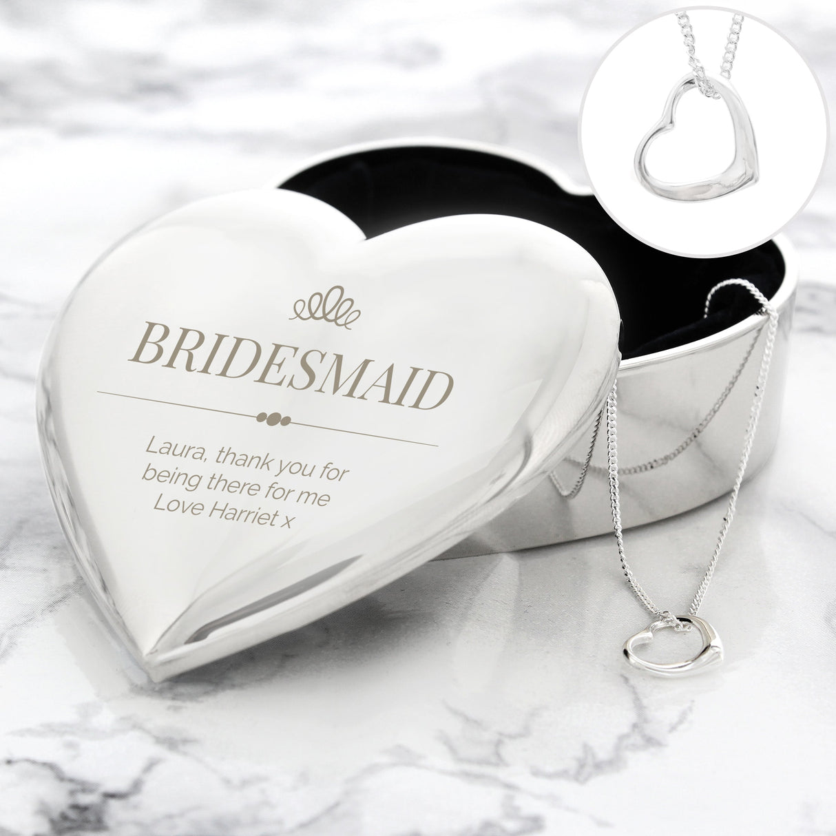 Personalised Elegant Crown Heart Trinket Box & Necklace Set - Shop Necklaces At Gift Moments - 5