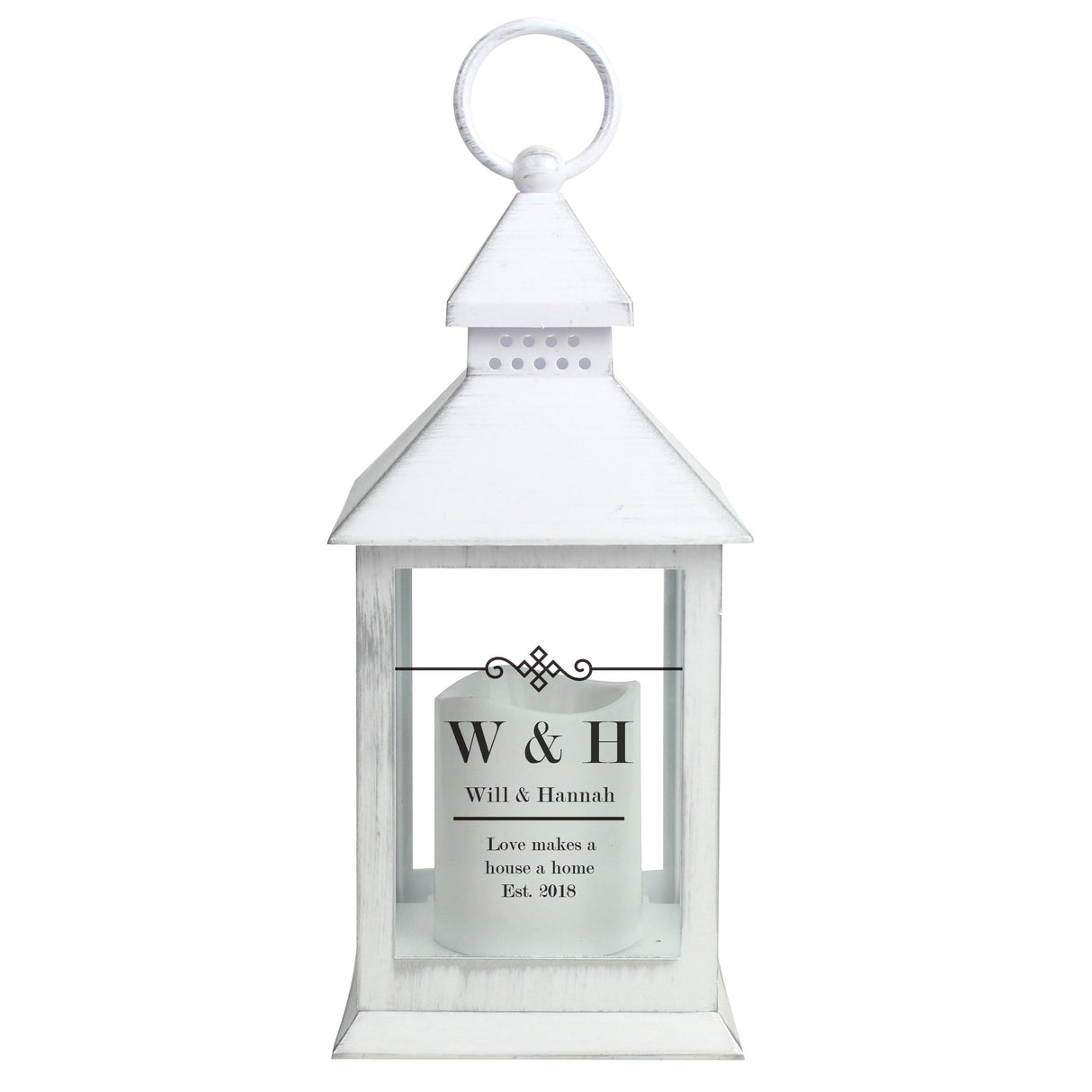 Personalised Elegant Diamond White Lantern: 5 - LED Lighting By Gift Moments