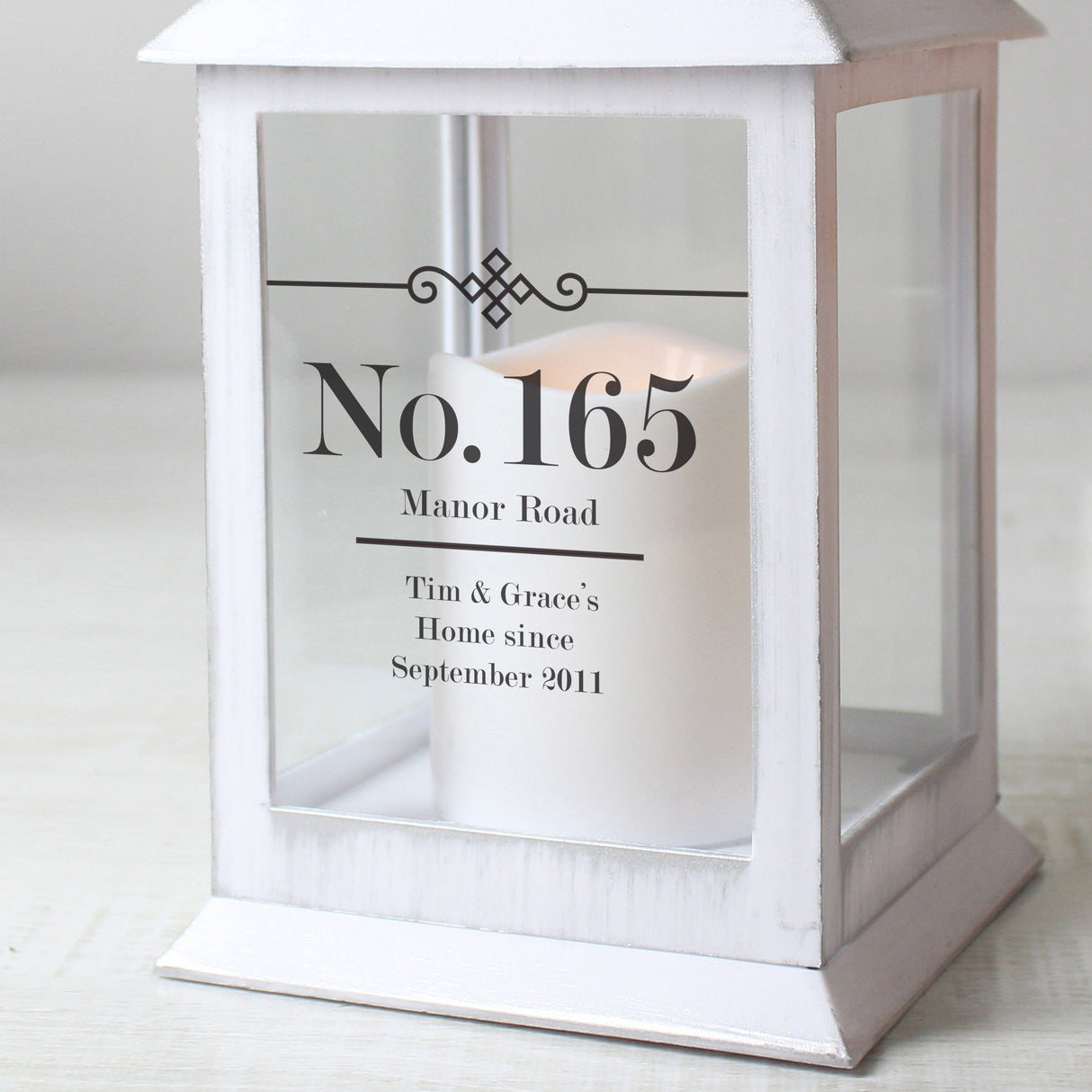 Personalised Elegant Diamond White Lantern: 4 - LED Lighting By Gift Moments