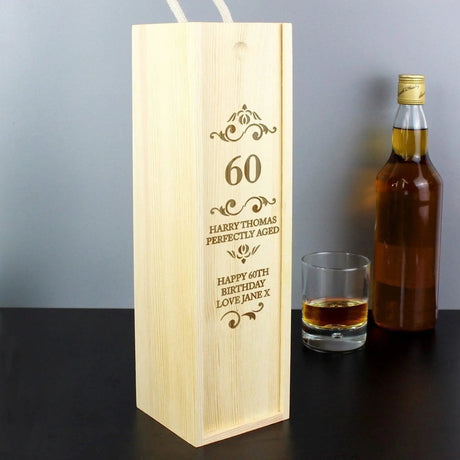 Personalised Elegant Number Wooden Wine Bottle Box: 1 - Barware By Gift Moments