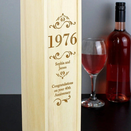 Personalised Elegant Number Wooden Wine Bottle Box: 2 - Barware By Gift Moments