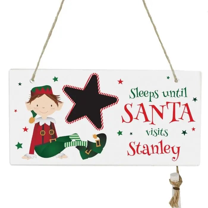 Personalised Elf Christmas Chalk Countdown Wooden Sign: 3 - Signs & Plaques By Gift Moments
