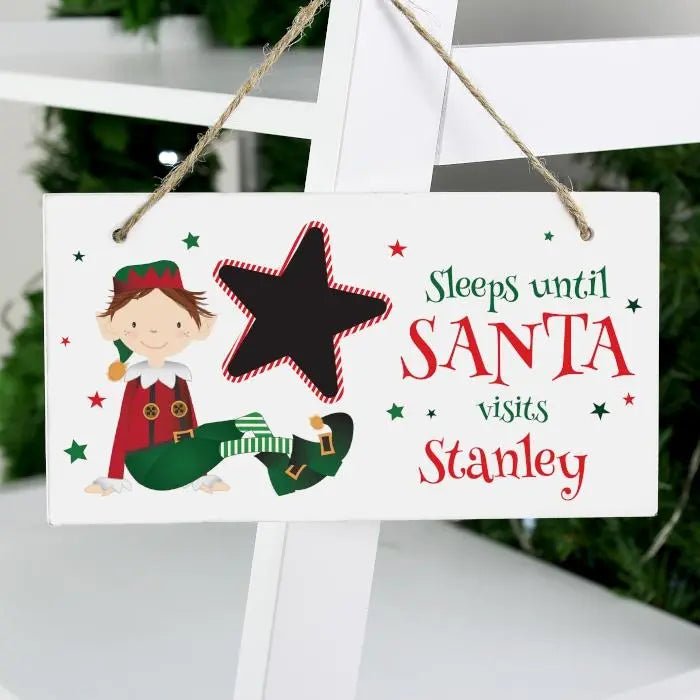 Personalised Elf Christmas Chalk Countdown Wooden Sign: 4 - Signs & Plaques By Gift Moments