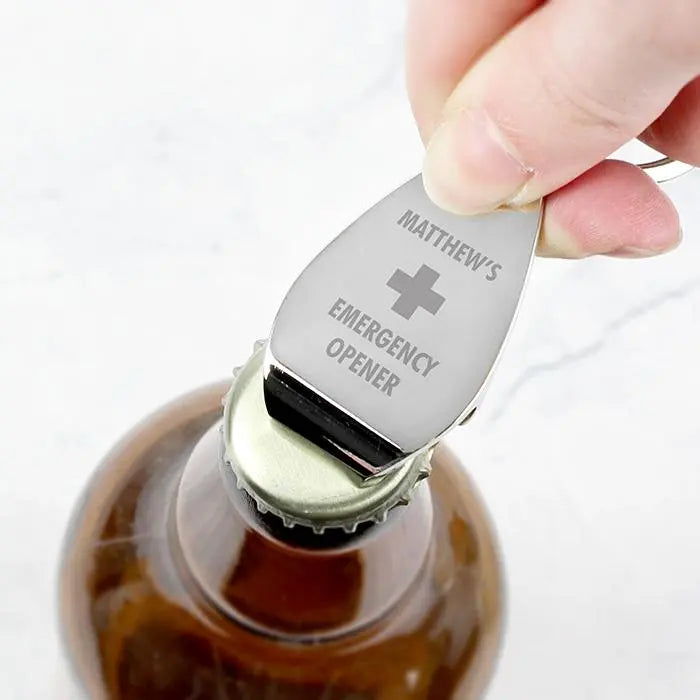 Personalised Emergency Bottle Opener Keyring - Shop Barware At Gift Moments - 1