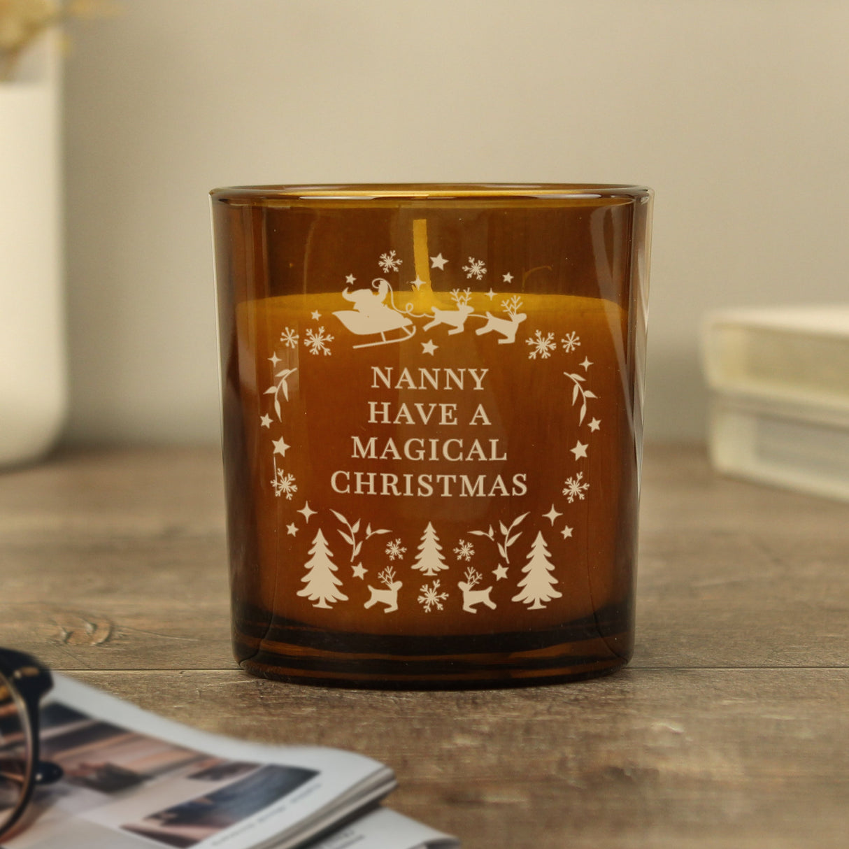 Personalised Engraved Christmas Amber Glass Candle - Shop Candles At Gift Moments - 7