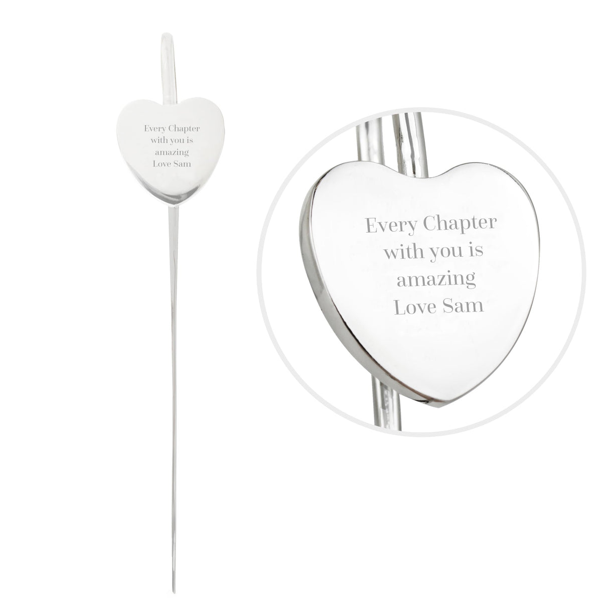 Personalised Engraved Silver Heart Bookmark: 5 - Bookmarks By Gift Moments