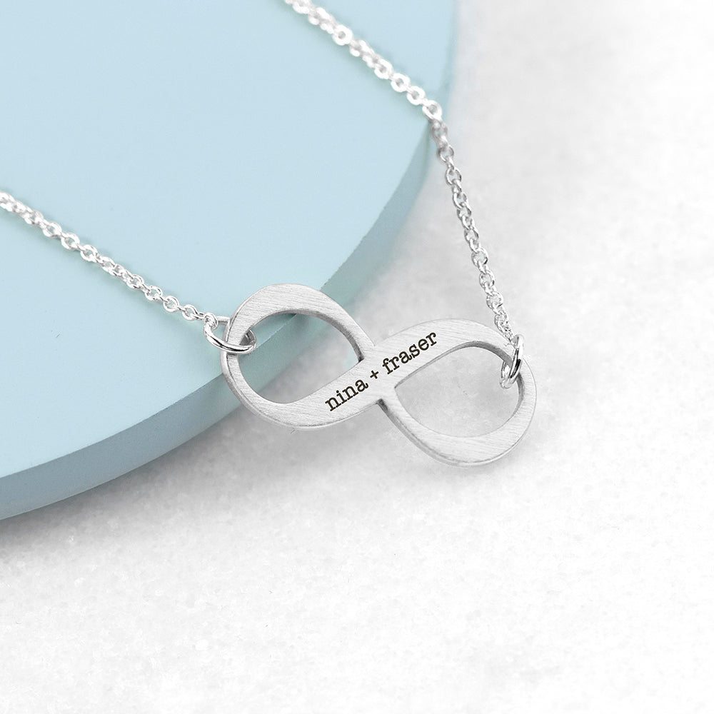Personalised Eternal Love Infinity Pendant Necklaces: 7 - Silver - Necklaces By Gift Moments