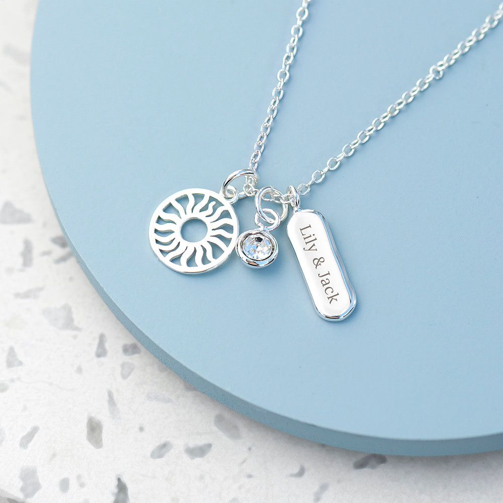 Personalised Eternal Sun Charms Necklace: 1 - Necklaces By Gift Moments
