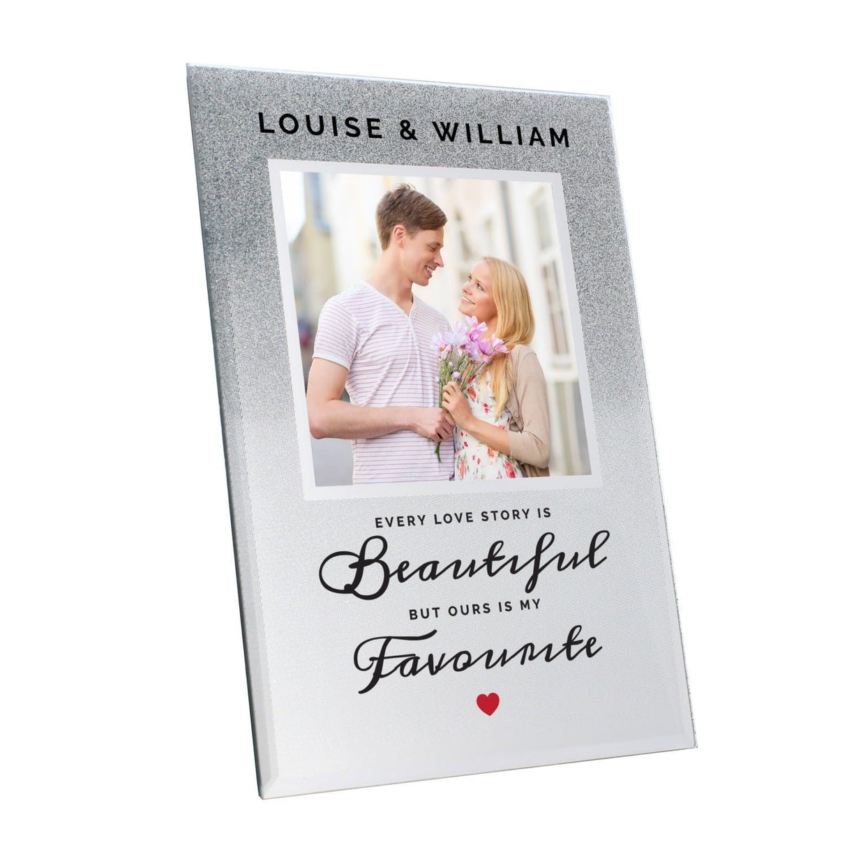 Personalised Every Love Story Is Beautiful 4x4 Glitter Glass Photo Frame - Shop Photo Frames At Gift Moments - 5