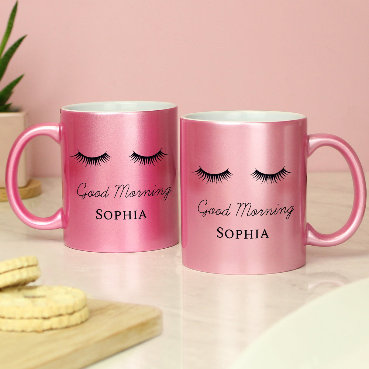 Personalised Eyelashes Pink Glitter Mug: 4 - Mugs By Gift Moments