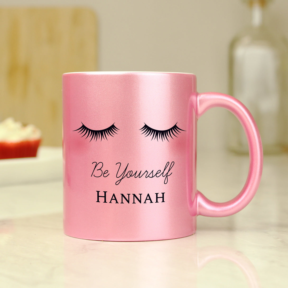 Personalised Eyelashes Pink Glitter Mug: 3 - Mugs By Gift Moments