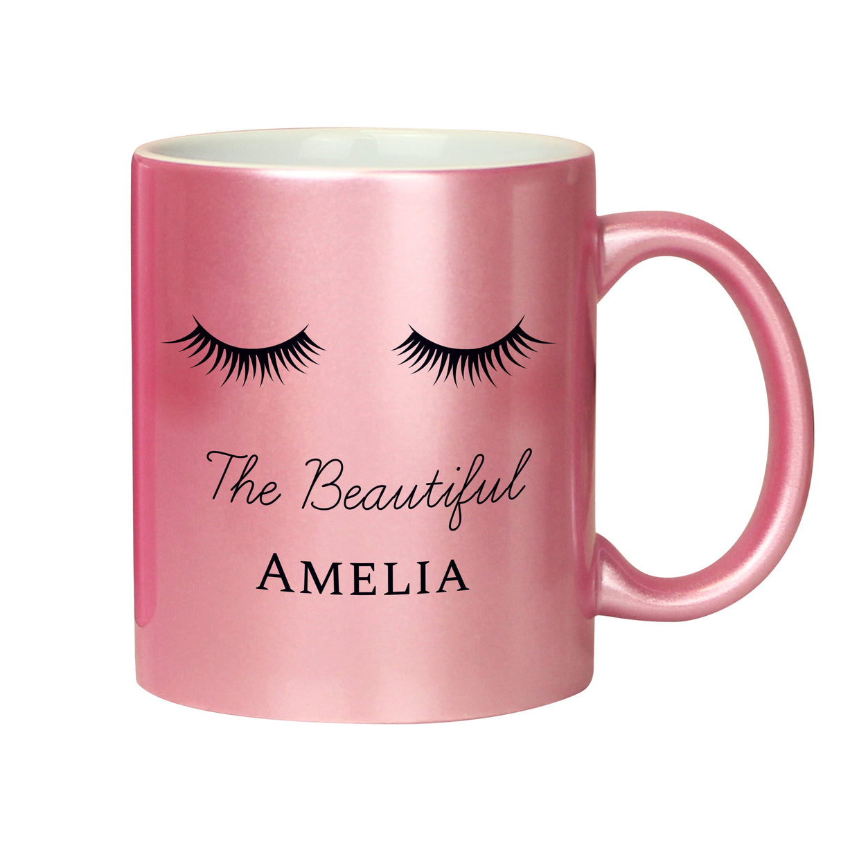 Personalised Eyelashes Pink Glitter Mug: 5 - Mugs By Gift Moments