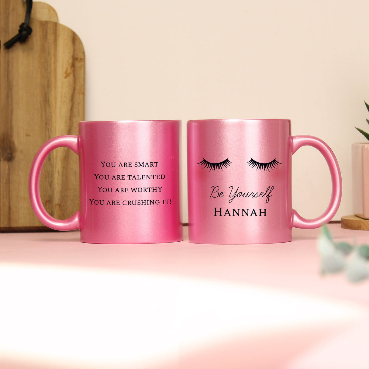 Personalised Eyelashes Pink Glitter Mug: 8 - Mugs By Gift Moments