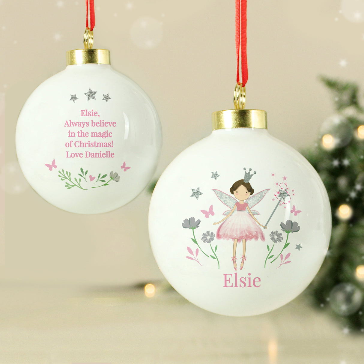Personalised Fairy Princess Bauble: 1 - Christmas Baubles By Gift Moments