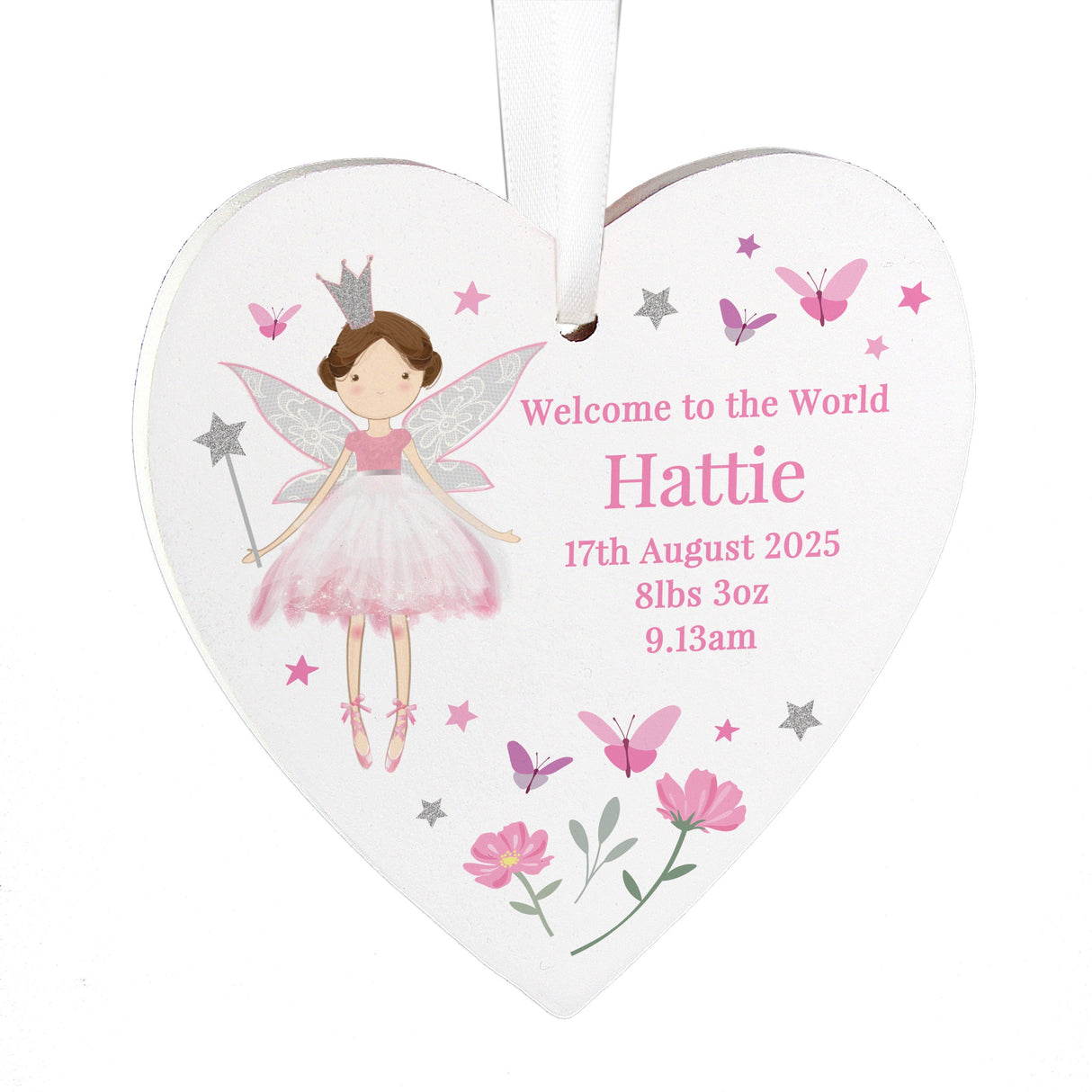 Personalised Fairy Princess Hanging Heart Decoration: 5 - Decorations By Gift Moments