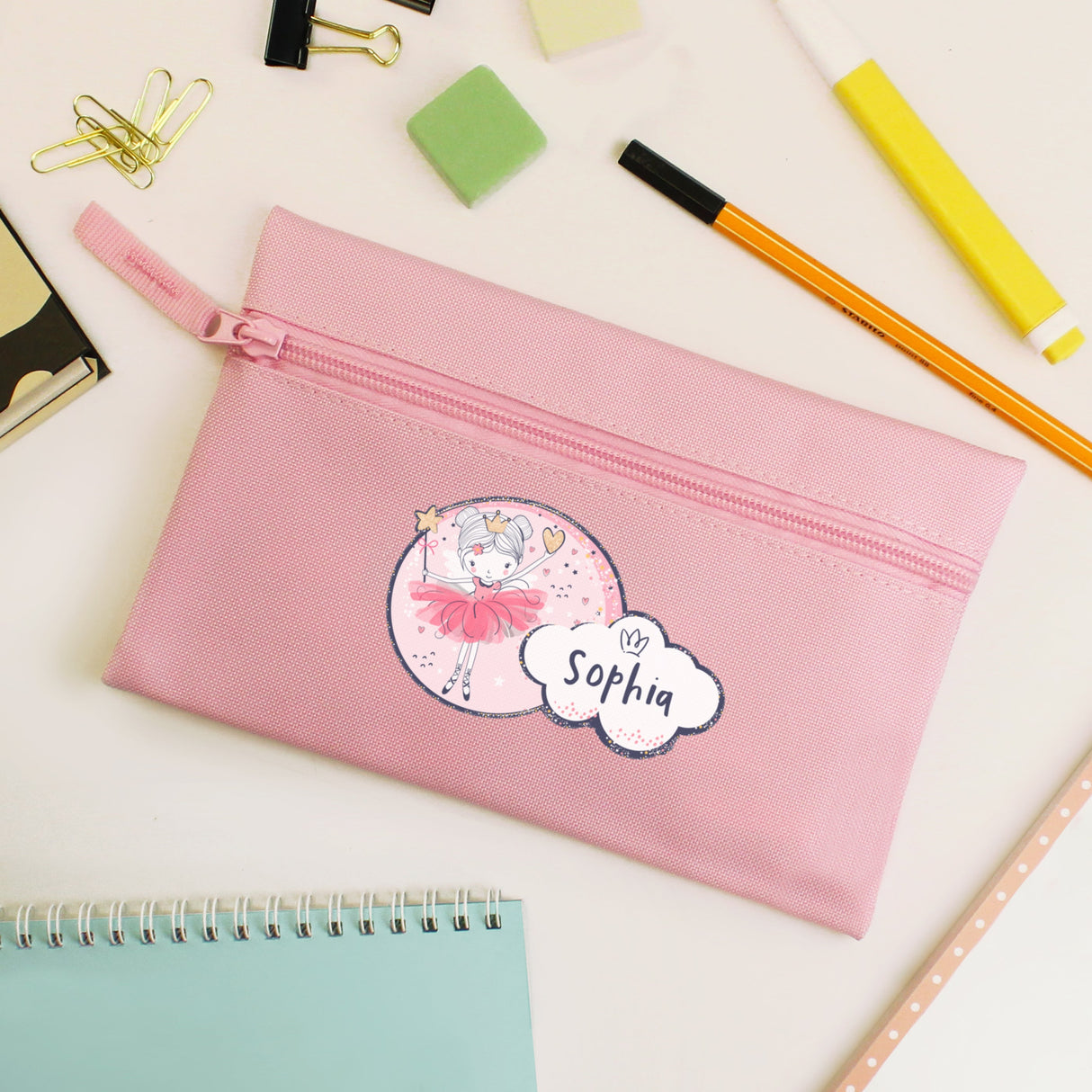 Personalised Fairy Princess Pink Pencil Case: 1 - Pencil Cases & Sets By Gift Moments