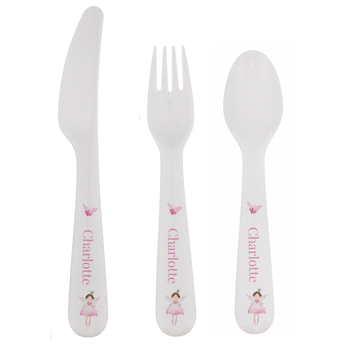 Personalised Fairy Princess Plastic Cutlery Set: 4 - Cutlery Sets By Gift Moments