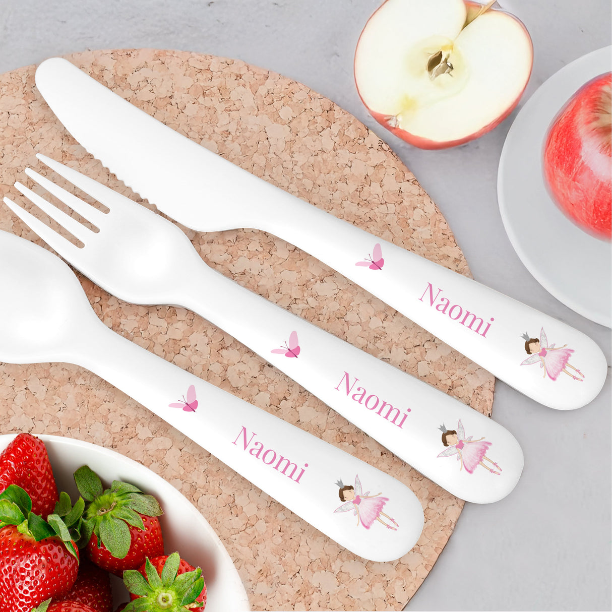 Personalised Fairy Princess Plastic Cutlery Set: 1 - Cutlery Sets By Gift Moments