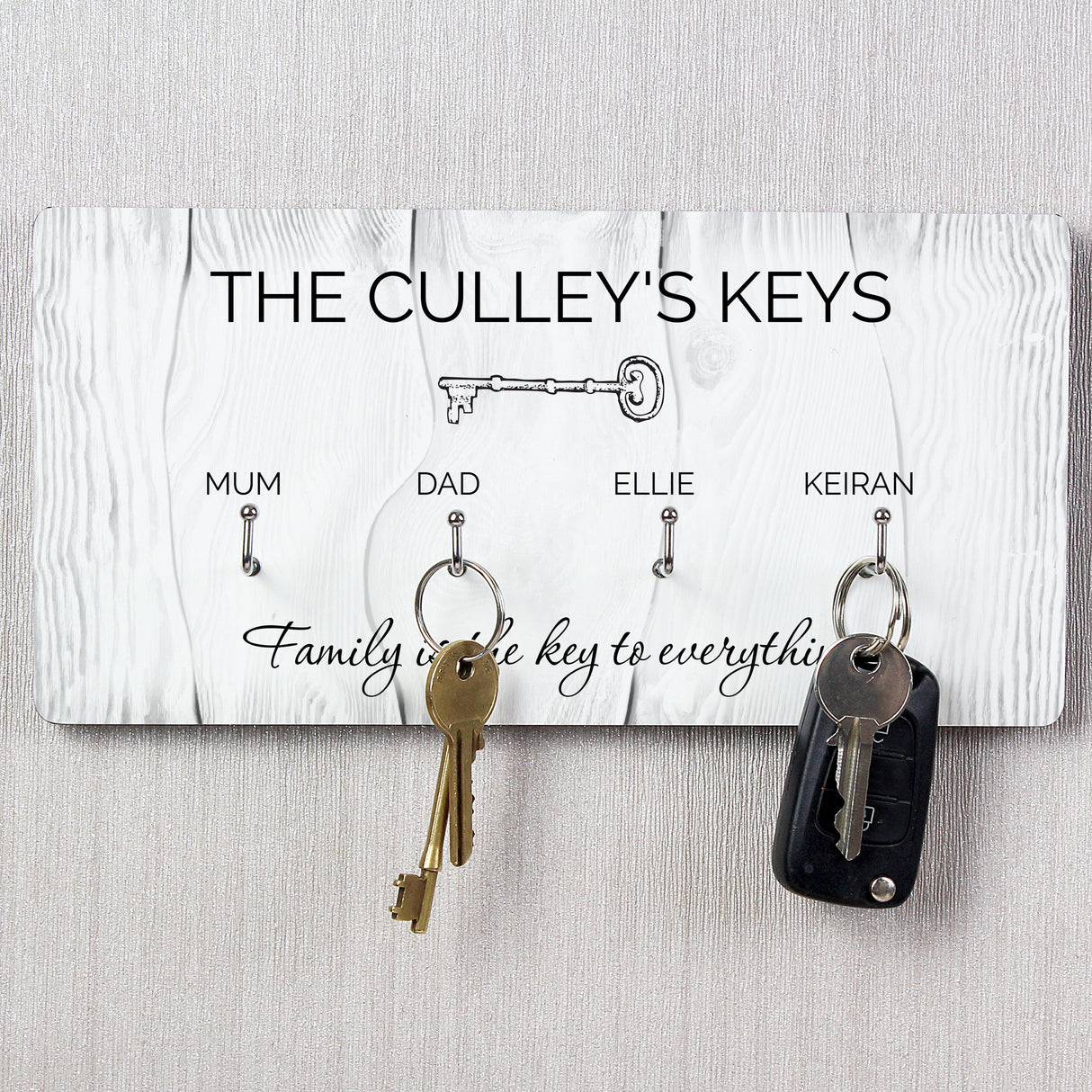 Personalised Family House Key Hooks: 5 - Signs & Plaques By Gift Moments