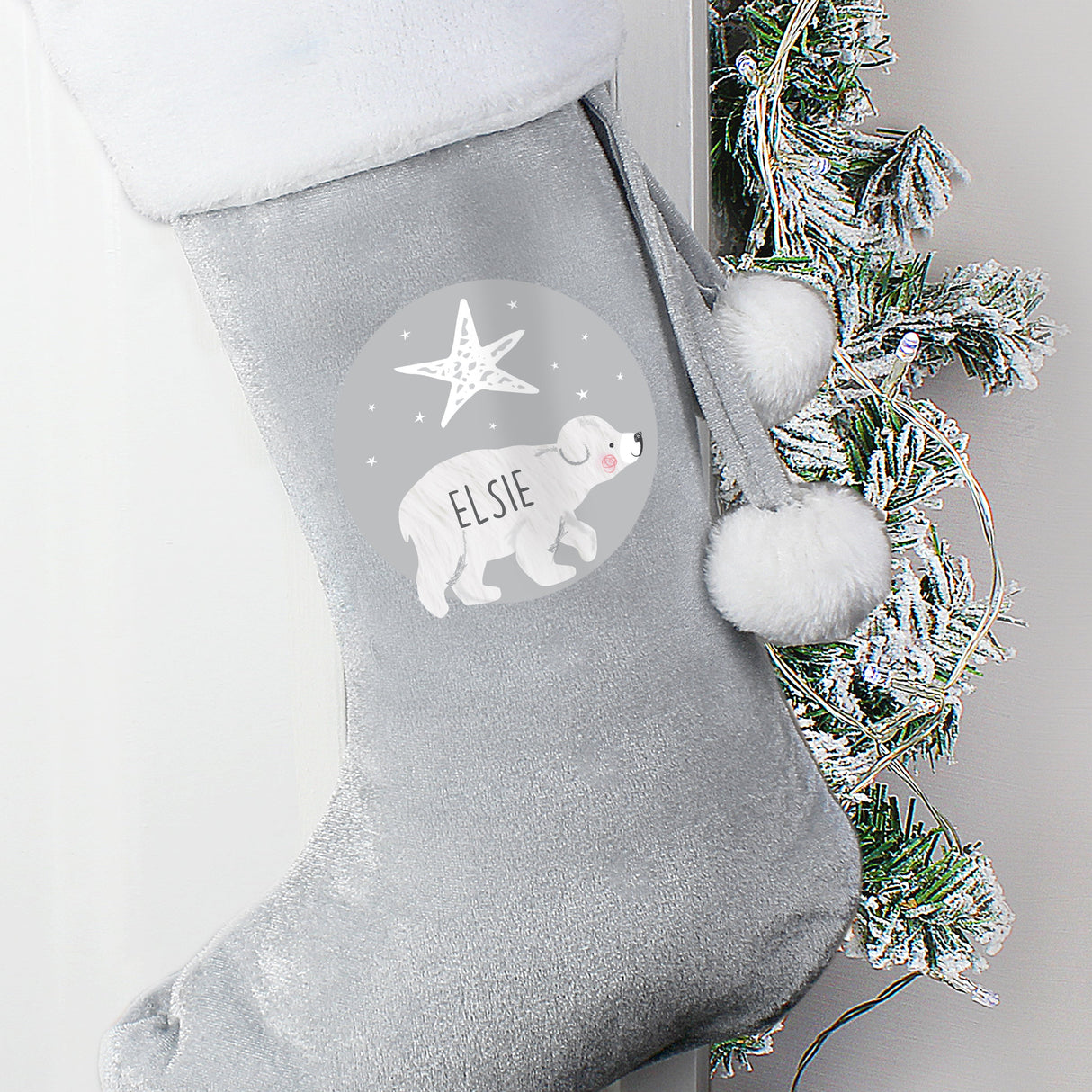 Personalised Family Polar Bear Silver Grey Stockings: 5 - Christmas Stockings By Gift Moments