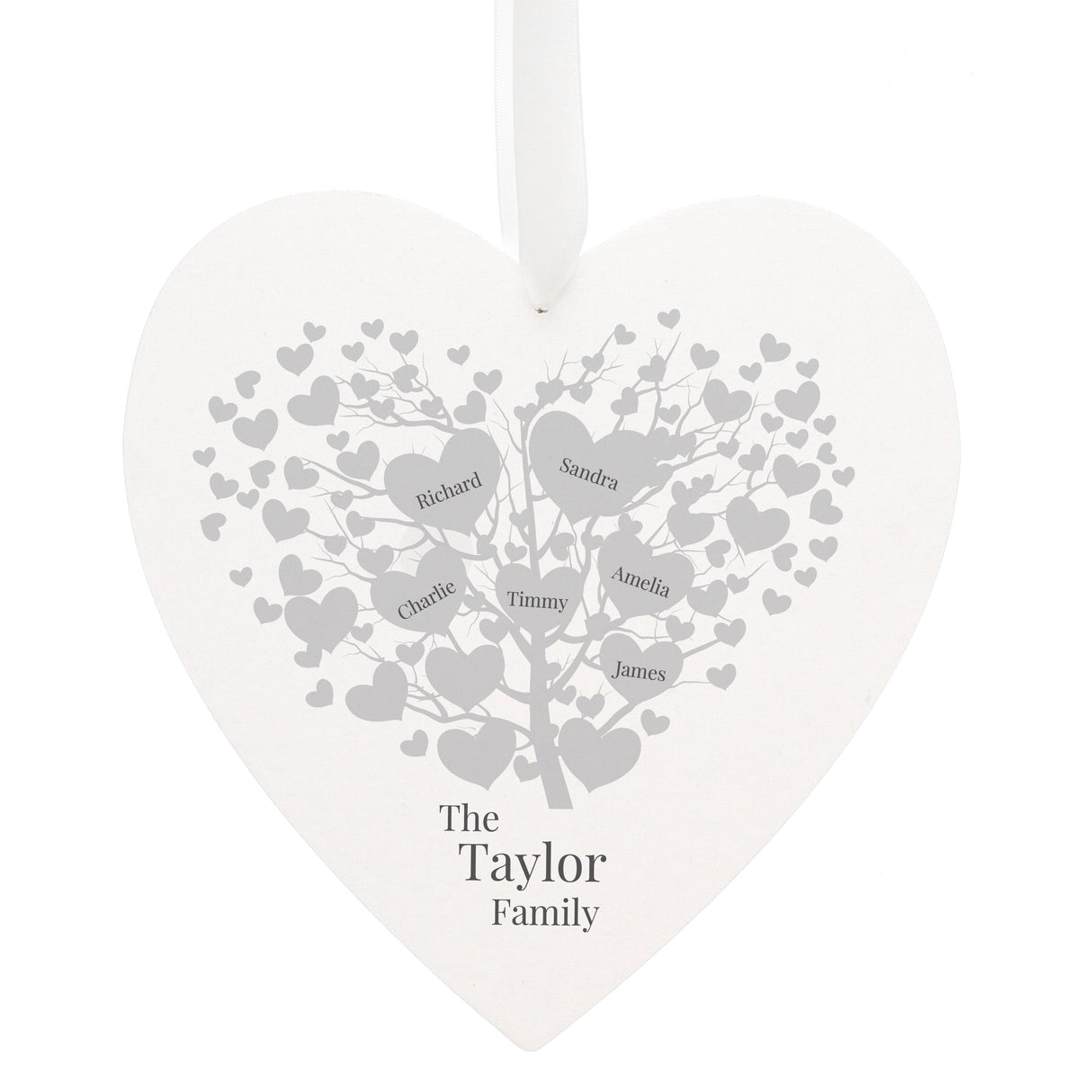 Personalised Family Tree Large Wooden Heart: 2 - Decorations By Gift Moments
