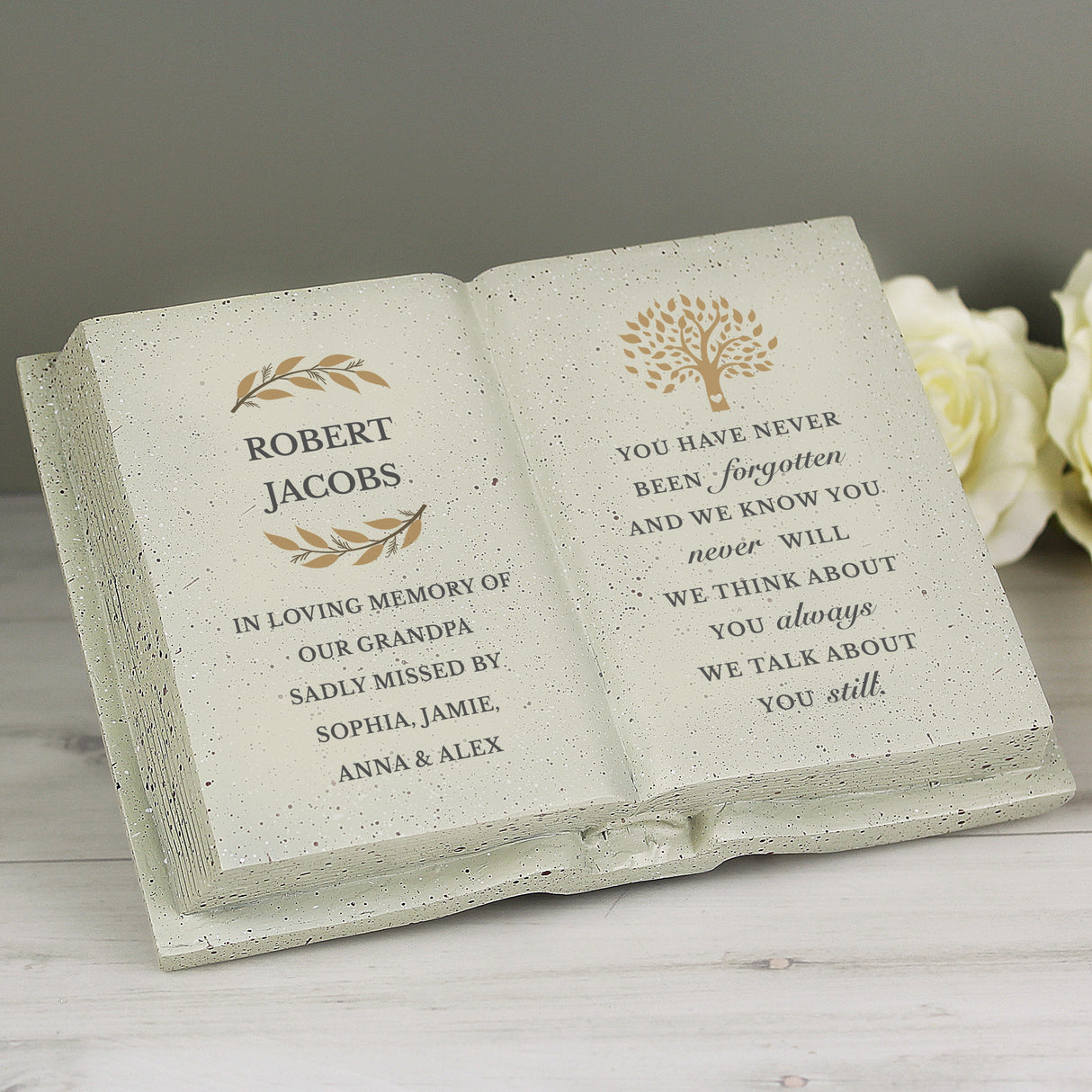 Personalised Family Tree Memorial Resin Book: 2 - Memorials By Gift Moments