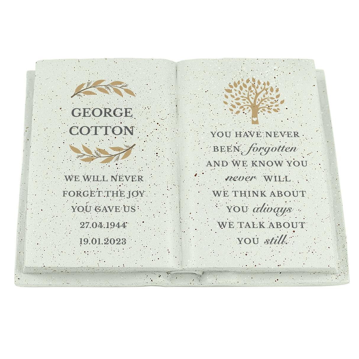 Personalised Family Tree Memorial Resin Book: 5 - Memorials By Gift Moments