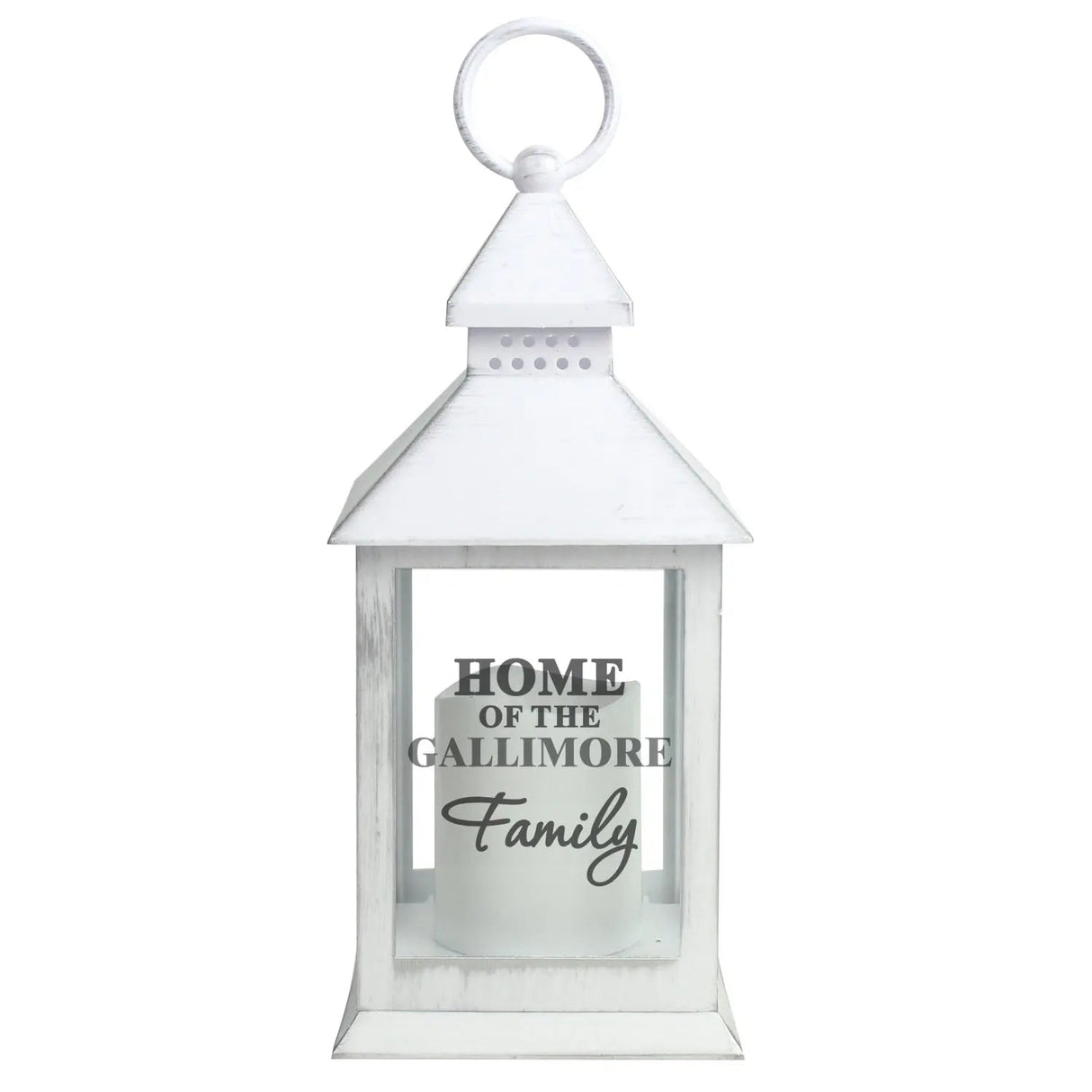 Personalised The Family White Lantern: 4 - LED Lighting By Gift Moments