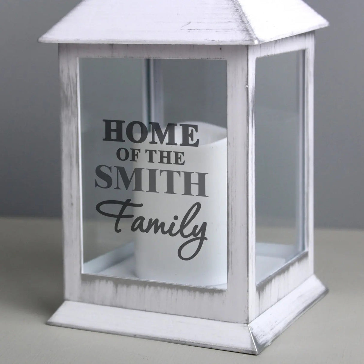 Personalised The Family White Lantern: 3 - LED Lighting By Gift Moments