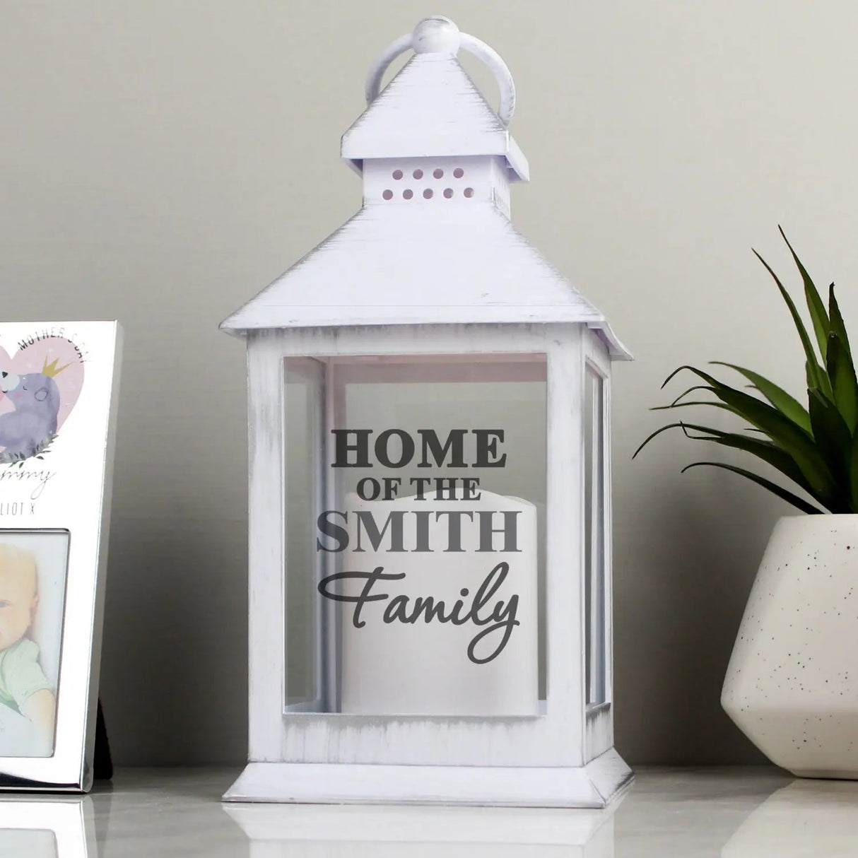 Personalised The Family White Lantern: 1 - LED Lighting By Gift Moments
