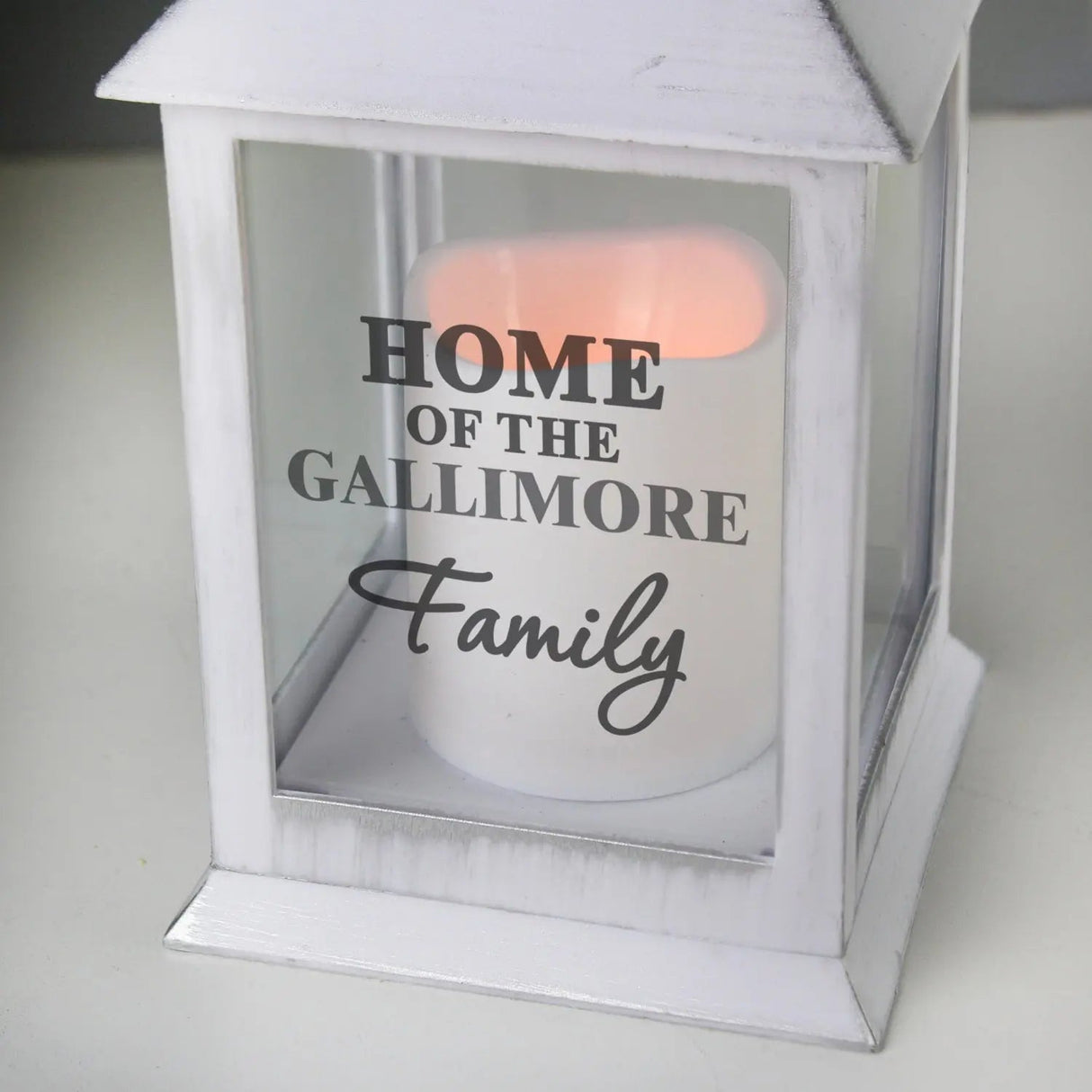 Personalised The Family White Lantern: 2 - LED Lighting By Gift Moments